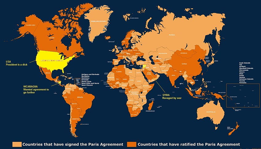 Über das Pariser Klimaabkommen Infografik der unterzeichneten Länder, Klimakarte HD-Hintergrundbild