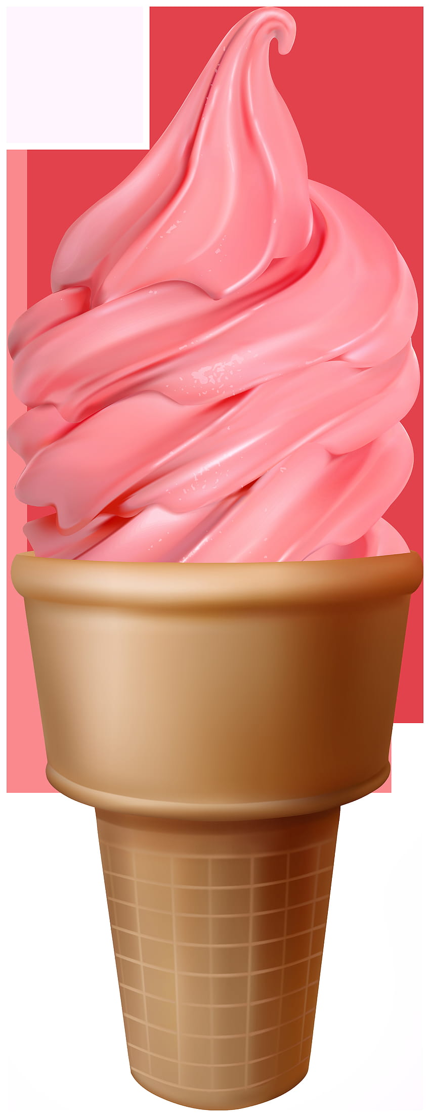 Helado rosa en cono de waffle PNG Clipart fondo de pantalla del teléfono