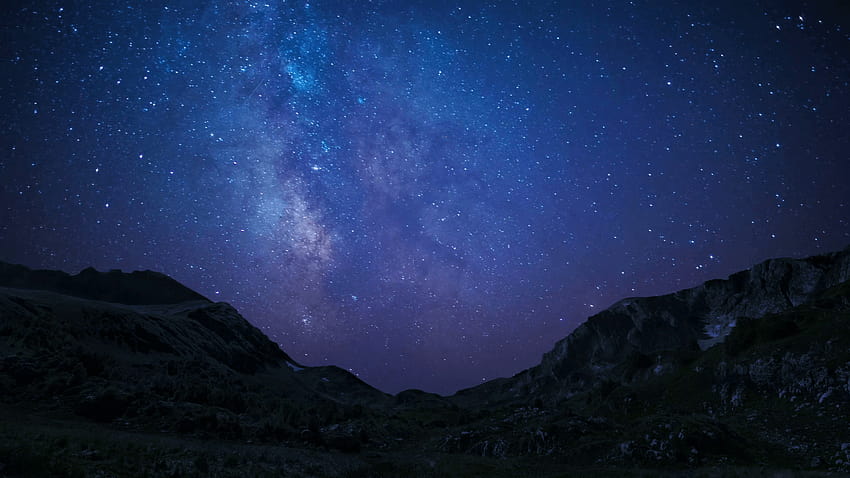 Night sky stars milkyway on mountains backgrounds Stock Video Footage ...