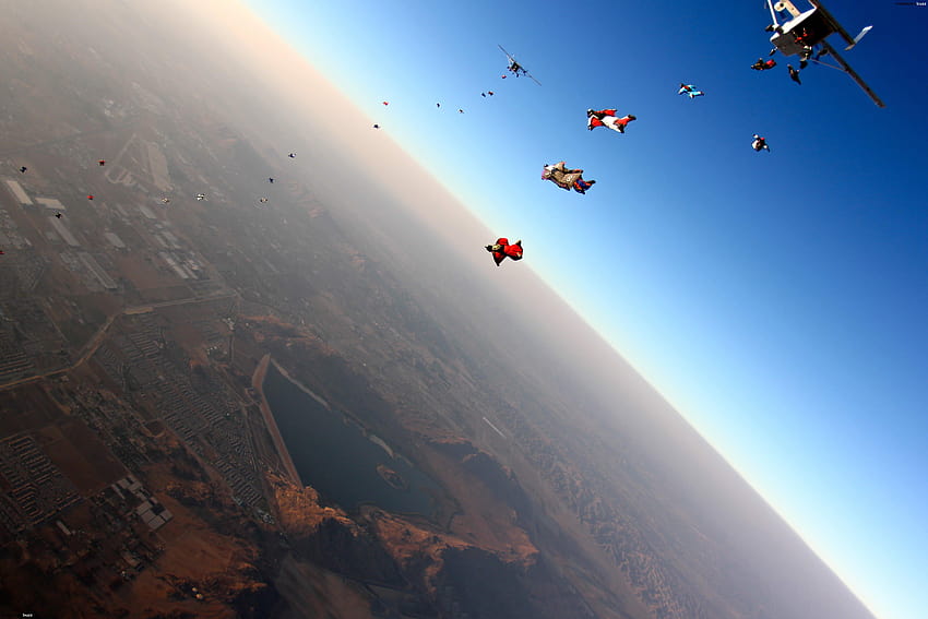 Sky Parachuting, fantastic parachute HD wallpaper