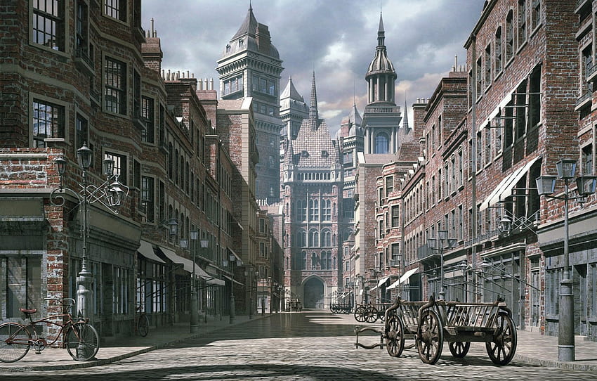 die Stadt, Straße, Gebäude, viktorianisch, DIE GOOD OLD DAYS, Abschnitt город, viktorianisches London HD-Hintergrundbild