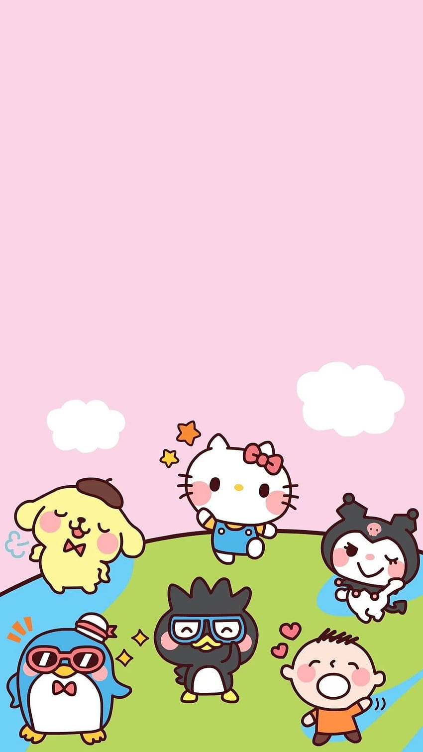 Sanrio , Iphone , Hello Kitty, Twins, Printing, Sticker, Stationery, Kawaii, Screen, kawaii hello kitty wallpaper ponsel HD