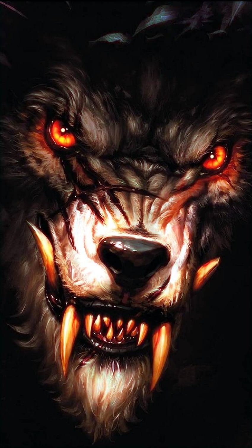 wolf by dathys, creepy wolf HD phone wallpaper