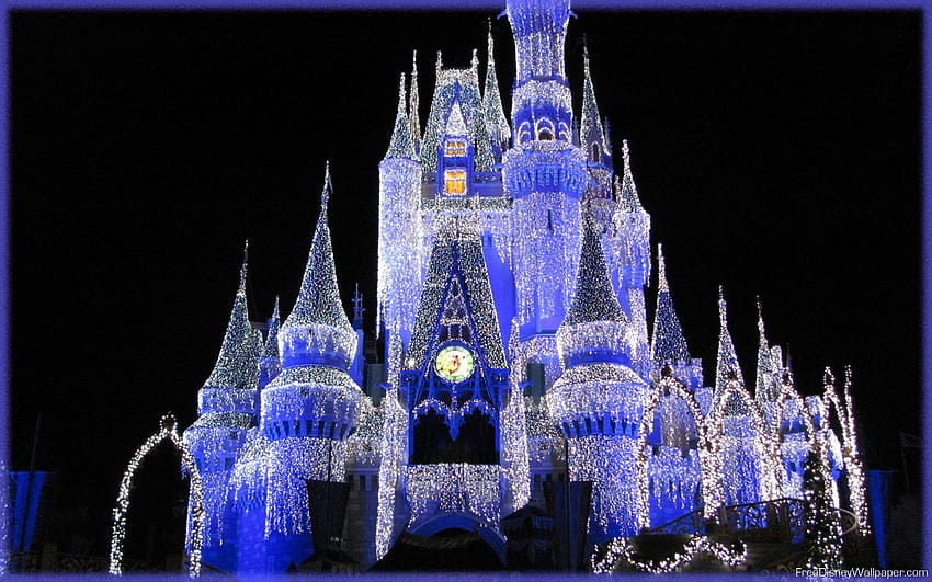 Disney Christmas e protetores de tela, castelo da Cinderela papel de parede HD