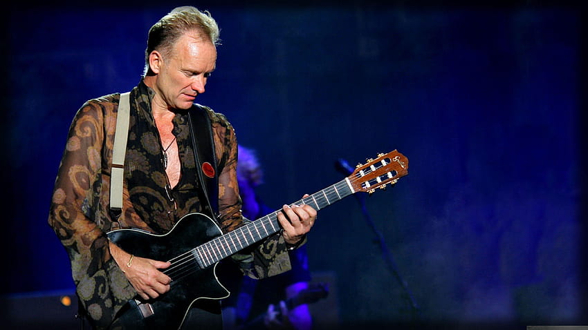 3840x2160 Sting, Gitarre, Spiel, Shirt, Show, Sting-Musiker HD-Hintergrundbild