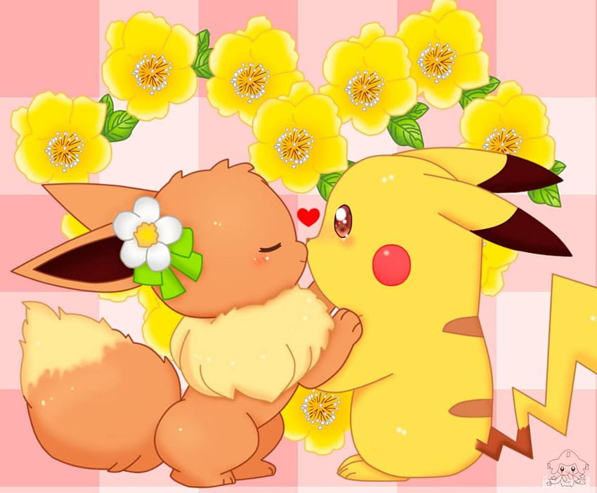 Eevee e Pikachu, beijo pikachu papel de parede HD