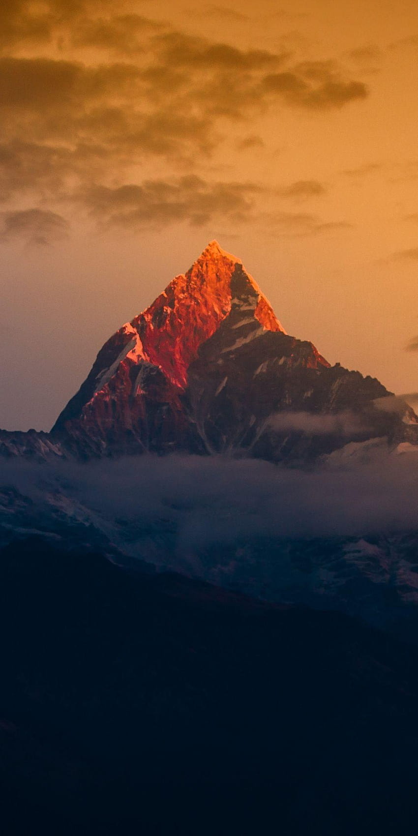 Хималаи, планински връх, залез, облаци, 1080x2160, хималайски iphone HD тапет за телефон