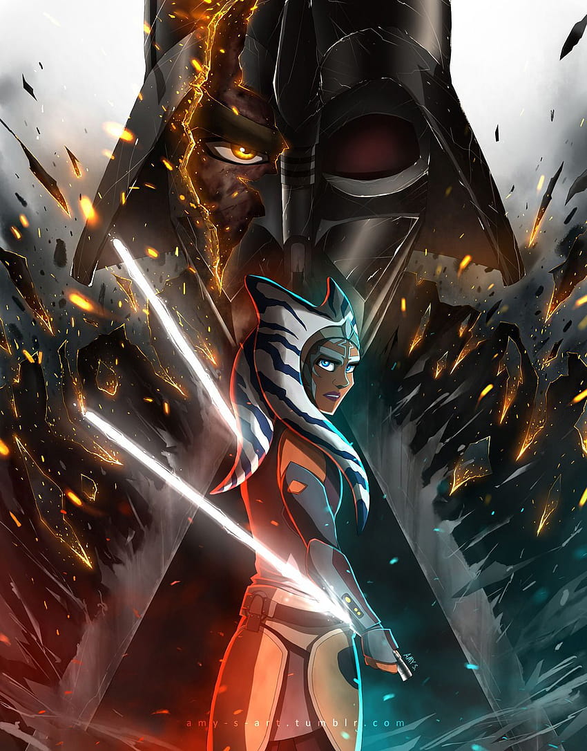 Ahsoka Tano & Darth Vader, darth vader vs ahsoka HD phone wallpaper
