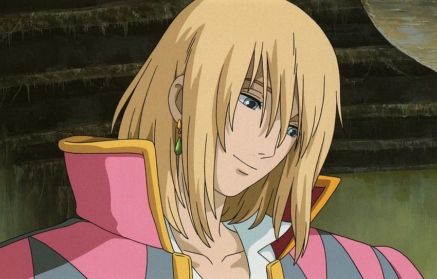 face, MAG, guy, earring, blonde, the wizard, howl's moving castle, hayao Miyazaki, howl`s moving castle, howl jenkins, high collar , section сёнэн HD wallpaper