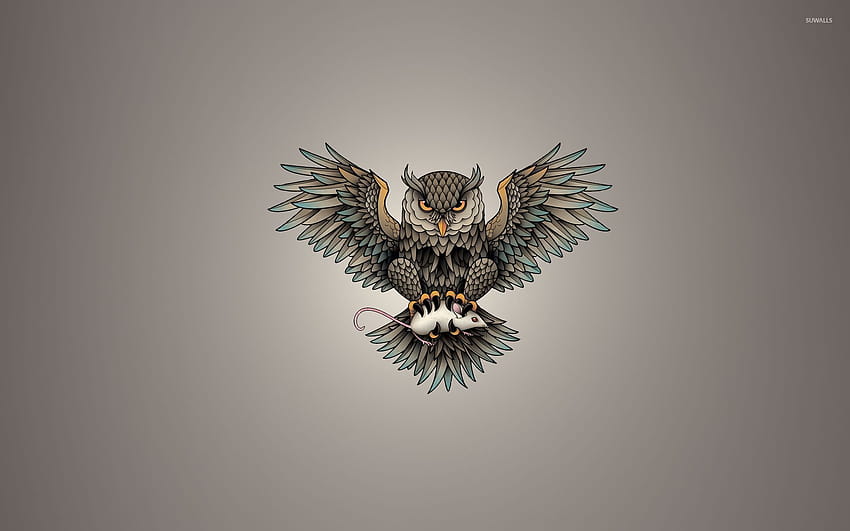 Arte da coruja, logotipo da coruja papel de parede HD