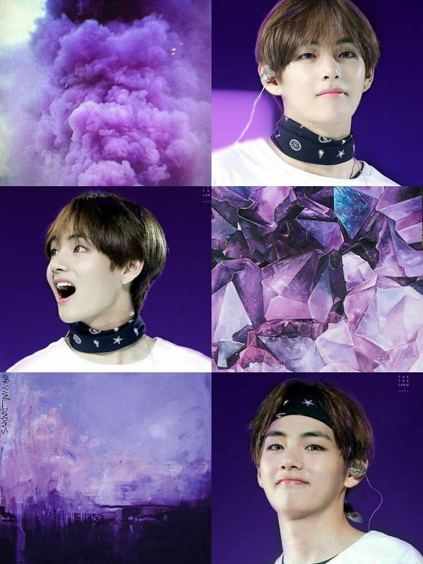 BTS // bangtan kim taehyung ; purple aesthetic collage by kwall_papers, taehyung collage HD phone wallpaper