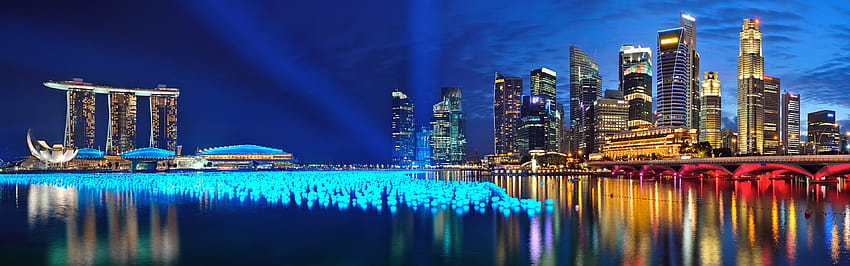 Panorama, panoramisches Stadt Singapurs HD-Hintergrundbild