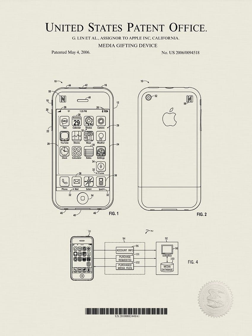 Patente de APPLE iPHONE, impresión de software iOS, póster de Apple Smartphone, decoración de Apple, póster de iPhone, impresión de iPhone, regalo para entusiastas de Apple fondo de pantalla del teléfono