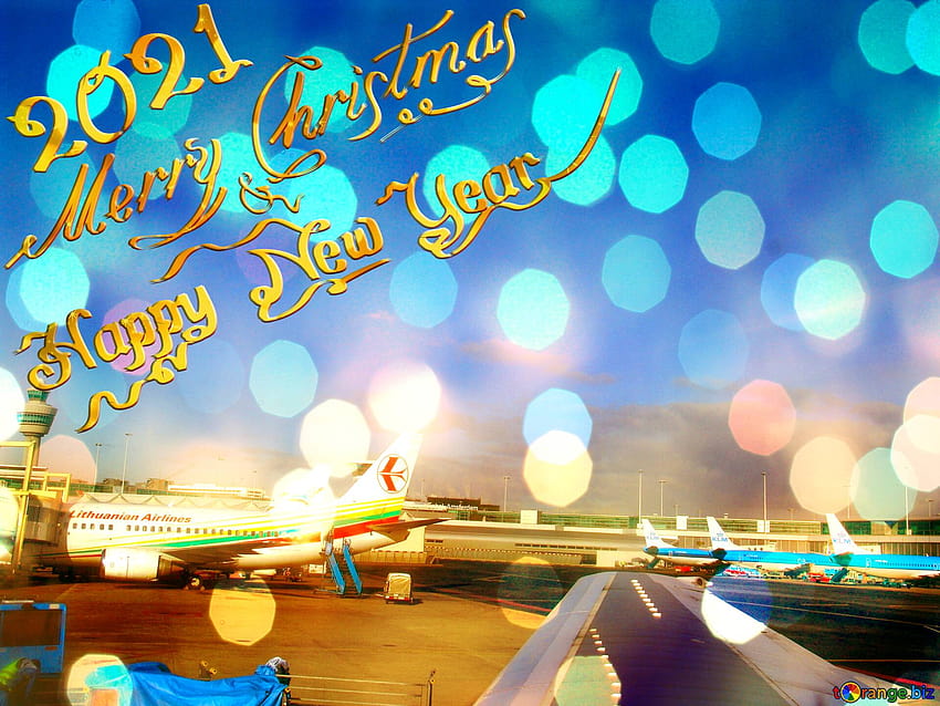 Картичка с фонове на самолети Честита Нова Година 2021 2021 Весела Коледа в CC HD тапет