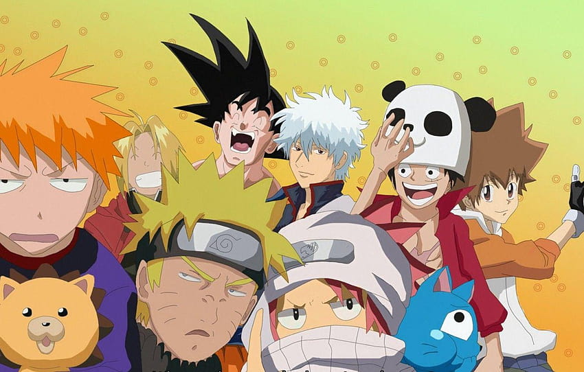 gra, Bleach, Naruto, One Piece, anime, crossover, azjatycki, crossover anime Tapeta HD