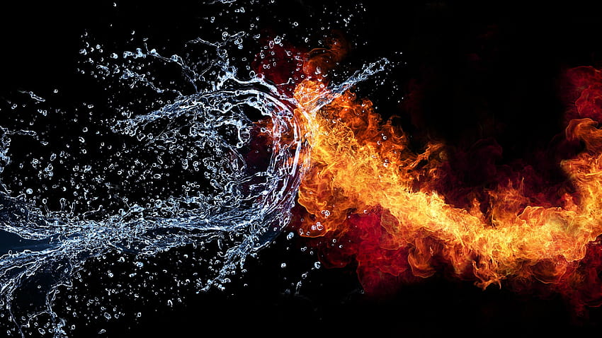 Fire & Water, fire vs water HD wallpaper