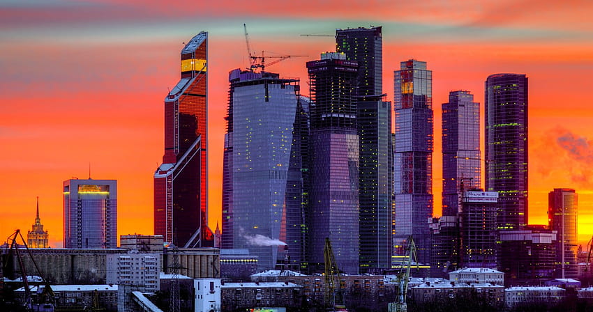moscow city night tower 2000 ultra, miami skyline HD wallpaper