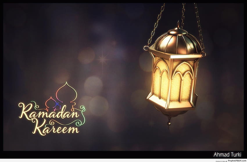 Ramadan Kareem con Arabian Lantern - Tarjetas de felicitación islámicas y ramadan mubarak en árabe fondo de pantalla