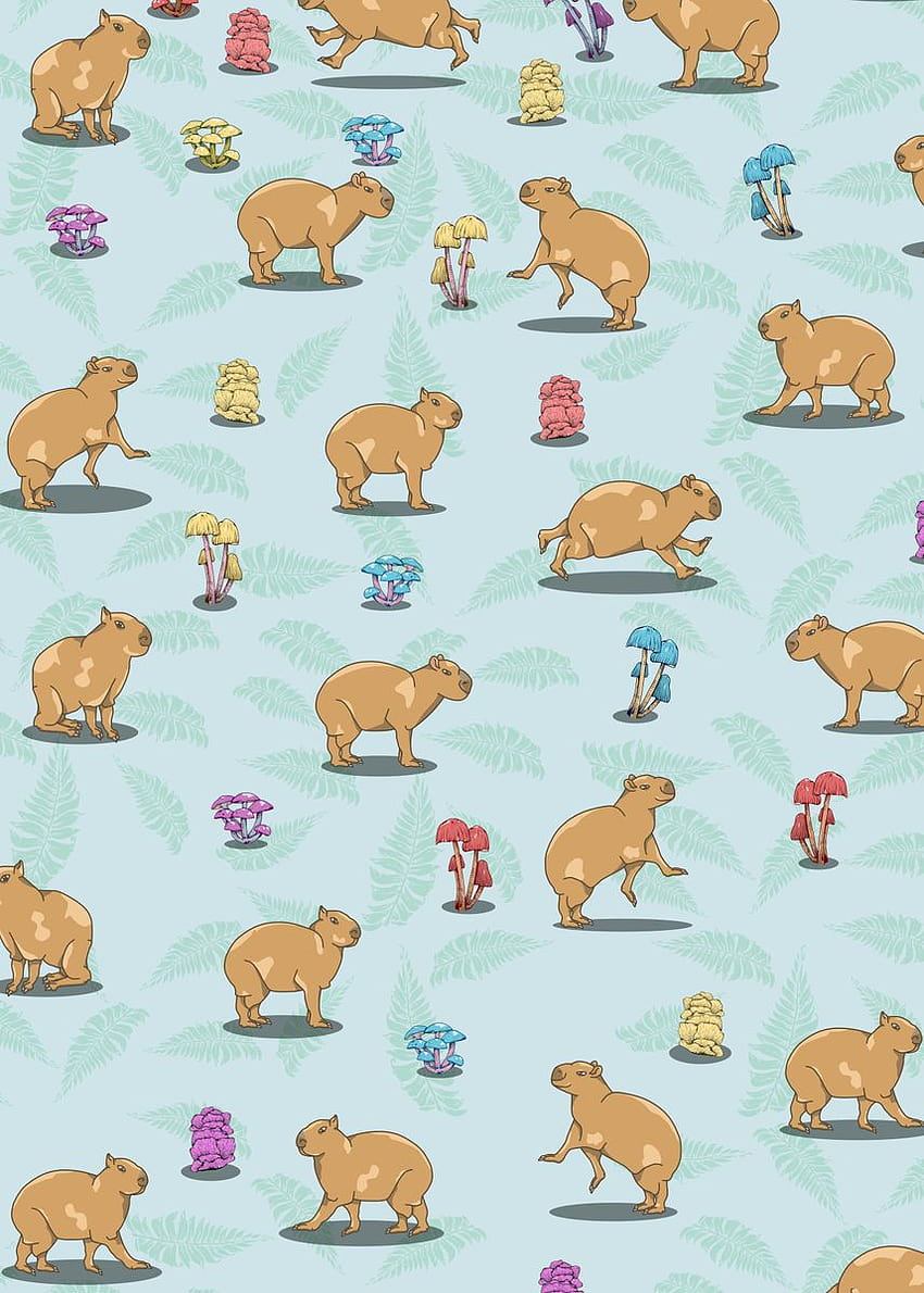 Capybara Pattern' Poster by mailbox disco, cartoon capybara HD phone wallpaper