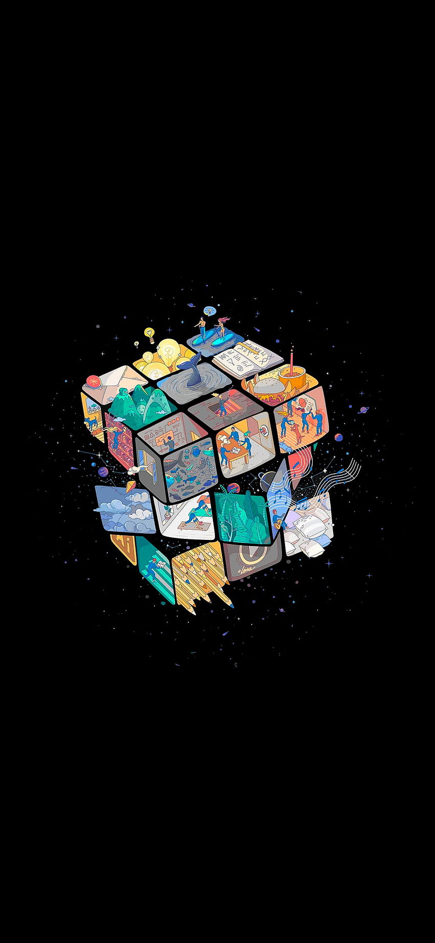 Amoled, dark, Rubik's Cube • For You The Best For & Mobile • Dark HD phone wallpaper