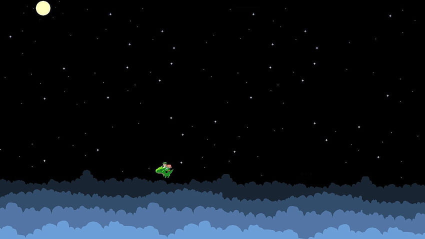 pixels pixel art 8 bits lune étoiles jeux vidéo espace dragon nuages, histoire de la grotte Fond d'écran HD