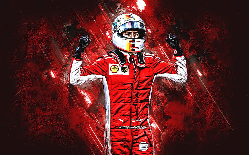 Sebastian Vettel, piloto de carreras alemán, F1, logotipo de Sebastian Vettel fondo de pantalla