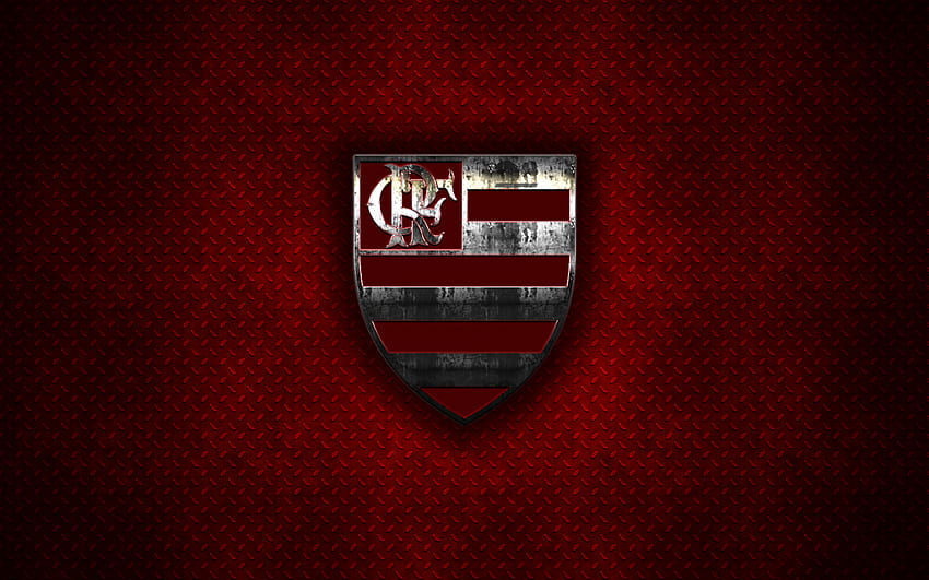 Flamengo FC, Clube de Regatas do Flamengo, logo in metallo, arte creativa, squadra di calcio brasiliana, Serie A, emblema, rosso in metallo, Rio de Janeiro, Brasile, calcio con risoluzione Sfondo HD