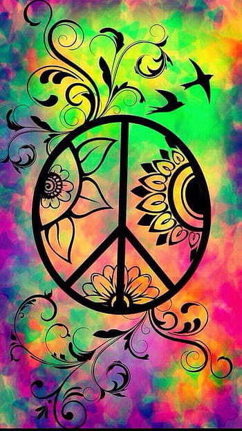 peace signs and hearts wallpaper