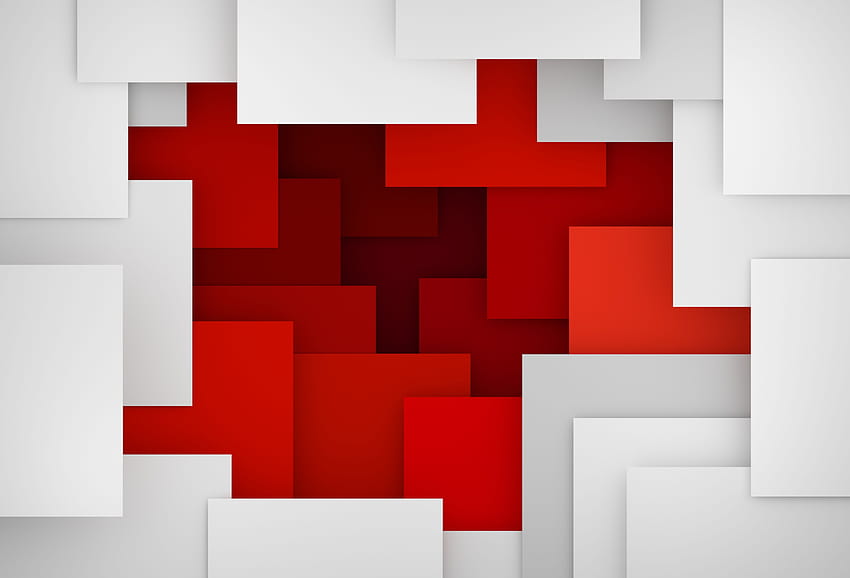 예술적 기하학 빨간색 흰색, 추상, 배경 및 기하학적 빨간색 HD 월페이퍼