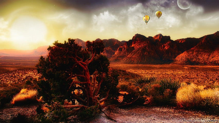 Other Worldly Desert Backgrounds, desert balloon HD wallpaper