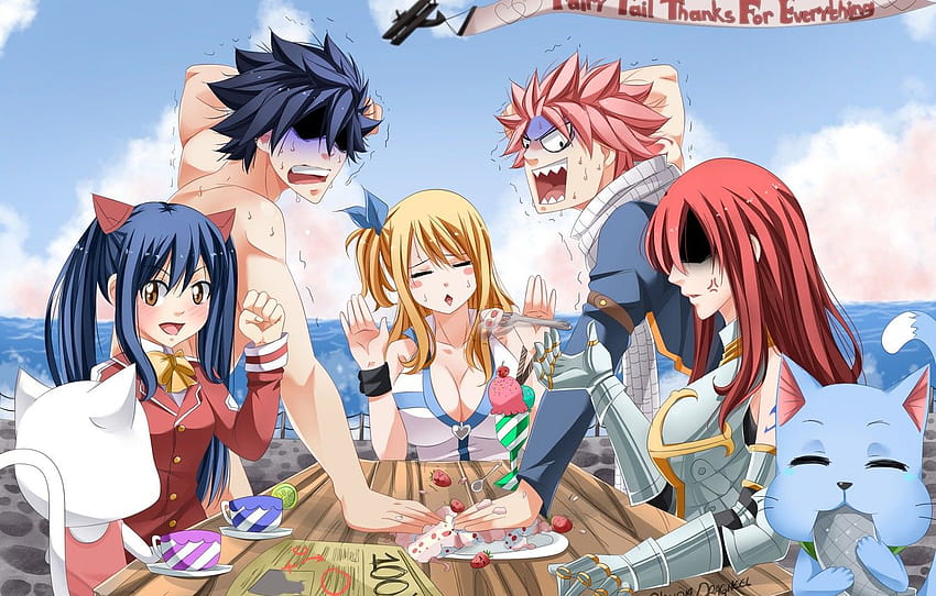game, beach, nothing, anime, cat, Lucy, asian, Gray, carla fairy tail HD wallpaper