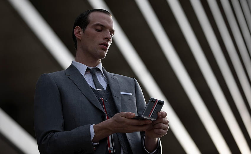 Thom Browne flips the lid for Samsung's latest folding phone HD wallpaper
