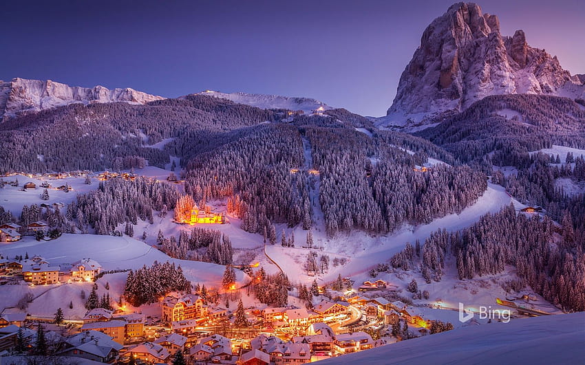 Matahari terbenam di Val Gardena di Dolomit Tyrol Selatan, Italia, dolomit tyrol selatan Wallpaper HD
