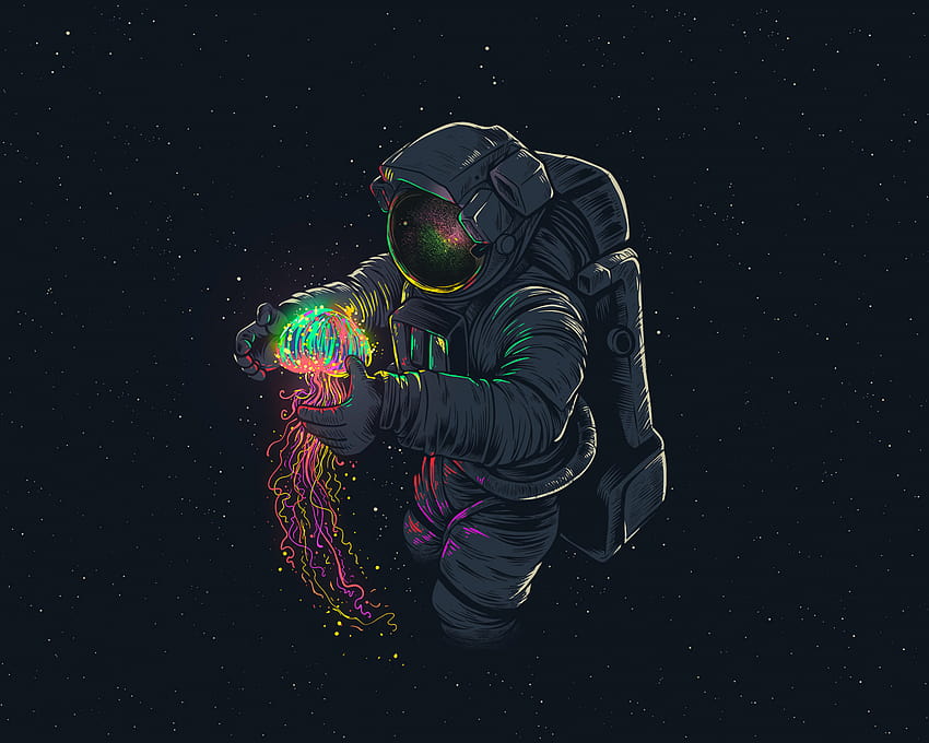 Astronaut Jellyfish Space Digital Art 107 [3840x2160] 、モバイル、タブレット用 高画質の壁紙