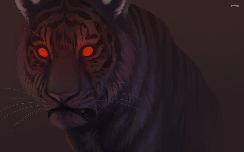 Тигър с червени очи, ядосани тигрови очи HD тапет