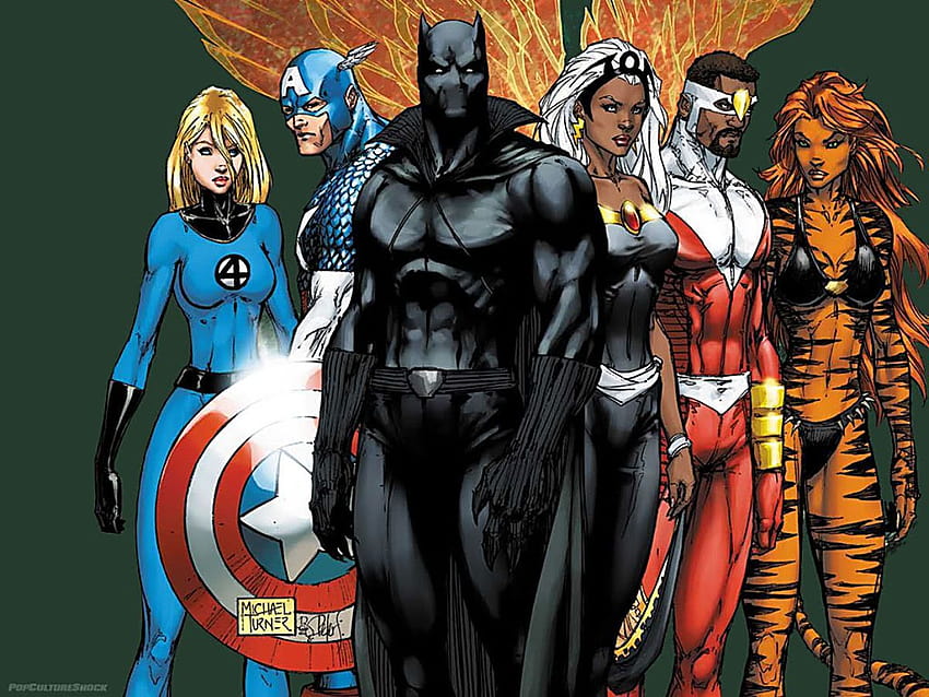 Black Panther & Marvel superheroes team, superhero teams HD wallpaper
