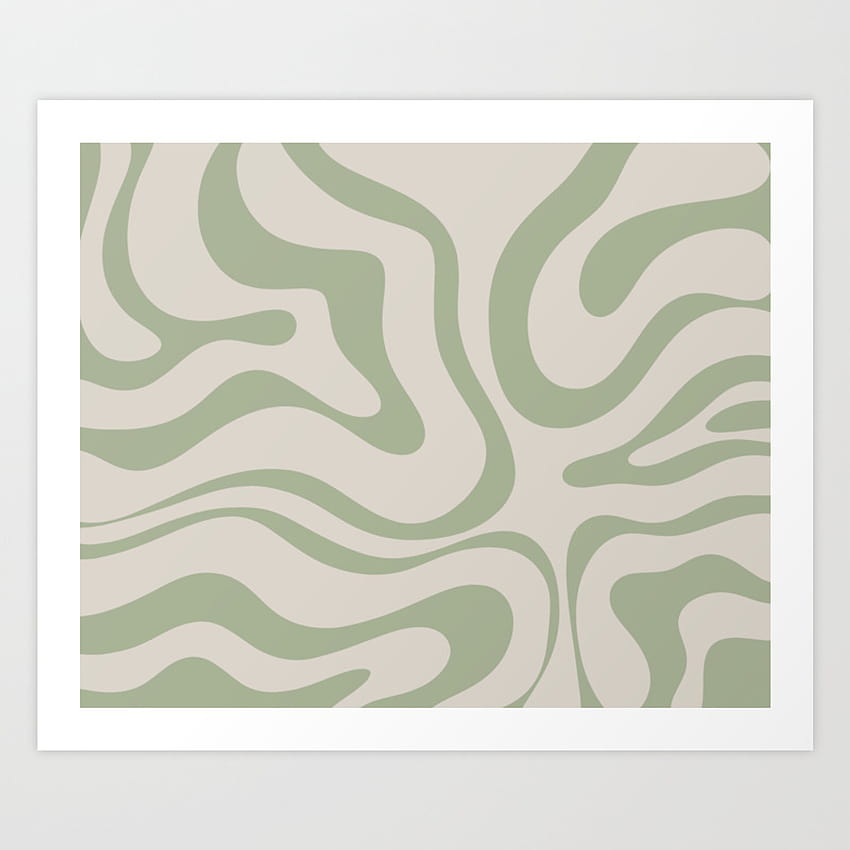 Liquid Swirl Abstract Pattern in Almond and Sage Green Art Print by Kierkegaard Design Studio HD phone wallpaper