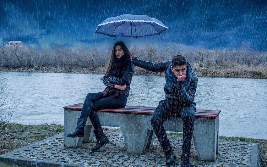 J'aime la pluie Cute New Romance Of Couple In A Rainy Night, pluie couple romantique Fond d'écran HD