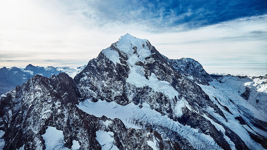 Gunung Cook, Puncak, Tertutup Salju, Pegunungan, Selandia Baru, » , Ultra Wallpaper HD