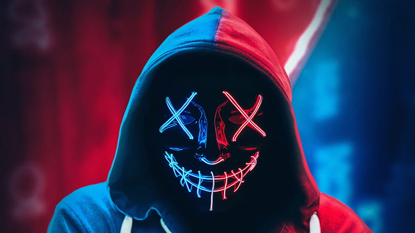 hacker neon mask HD wallpaper