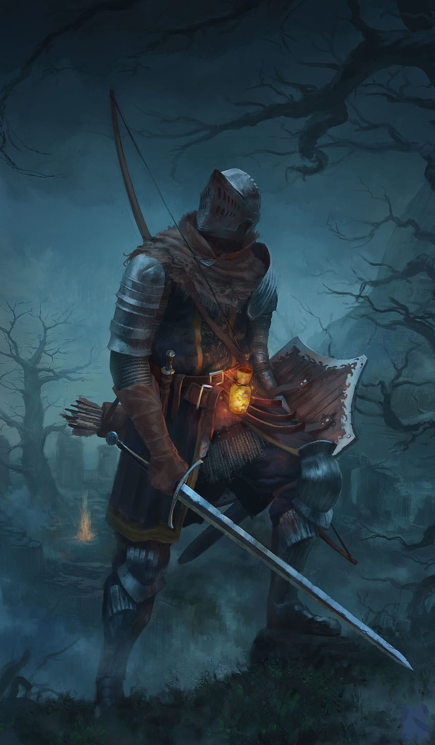 Dark Souls Armor Knight Swords Shield Fantasy 1920x3291, spada e scudo del cavaliere Sfondo del telefono HD