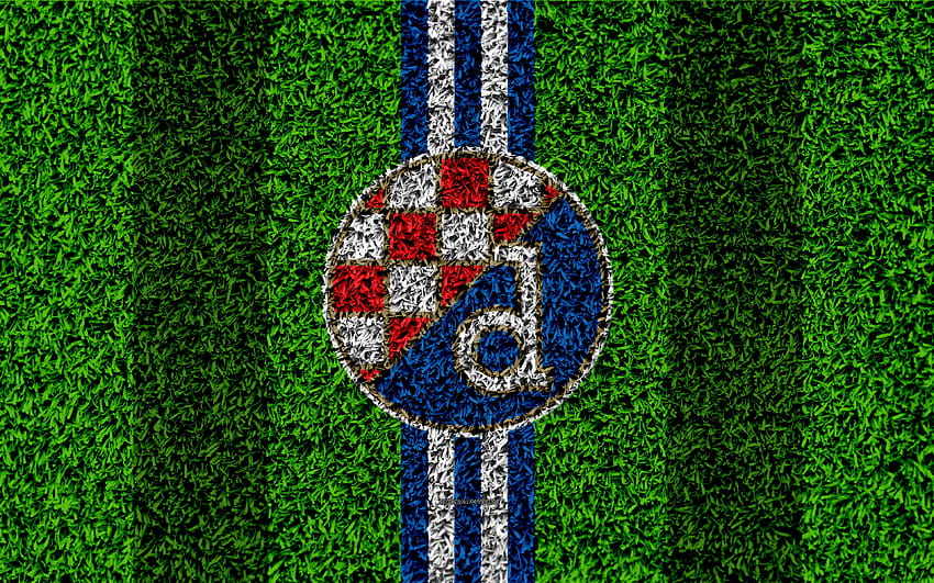 GNK ディナモ ザグレブ、サッカーの芝生、ロゴ、 高画質の壁紙