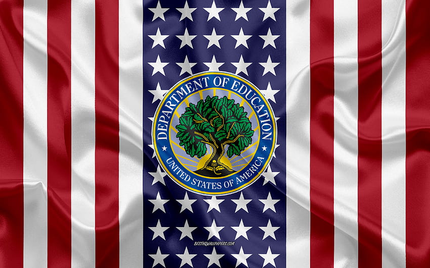 Emblema do Departamento de Educação dos Estados Unidos, Bandeira Americana, logotipo do Departamento de Educação dos Estados Unidos, EUA, Departamento de Educação dos Estados Unidos com resolução 3840x2400. Alta qualidade papel de parede HD