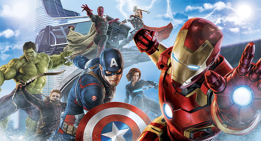 Avengers, Manusia Besi, Kapten Amerika, Hulk, Janda Hitam Wallpaper HD