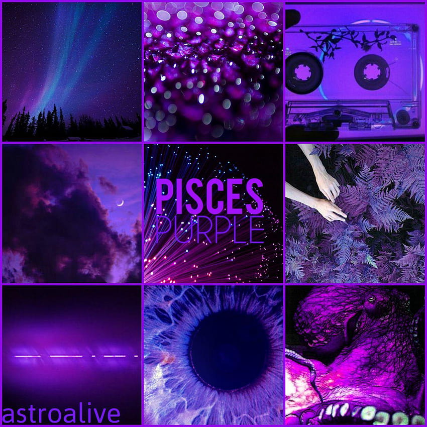 점성술 색상 미학: 물고기자리 PurpleNegative Symbols, 물고기자리 미학 HD 전화 배경 화면
