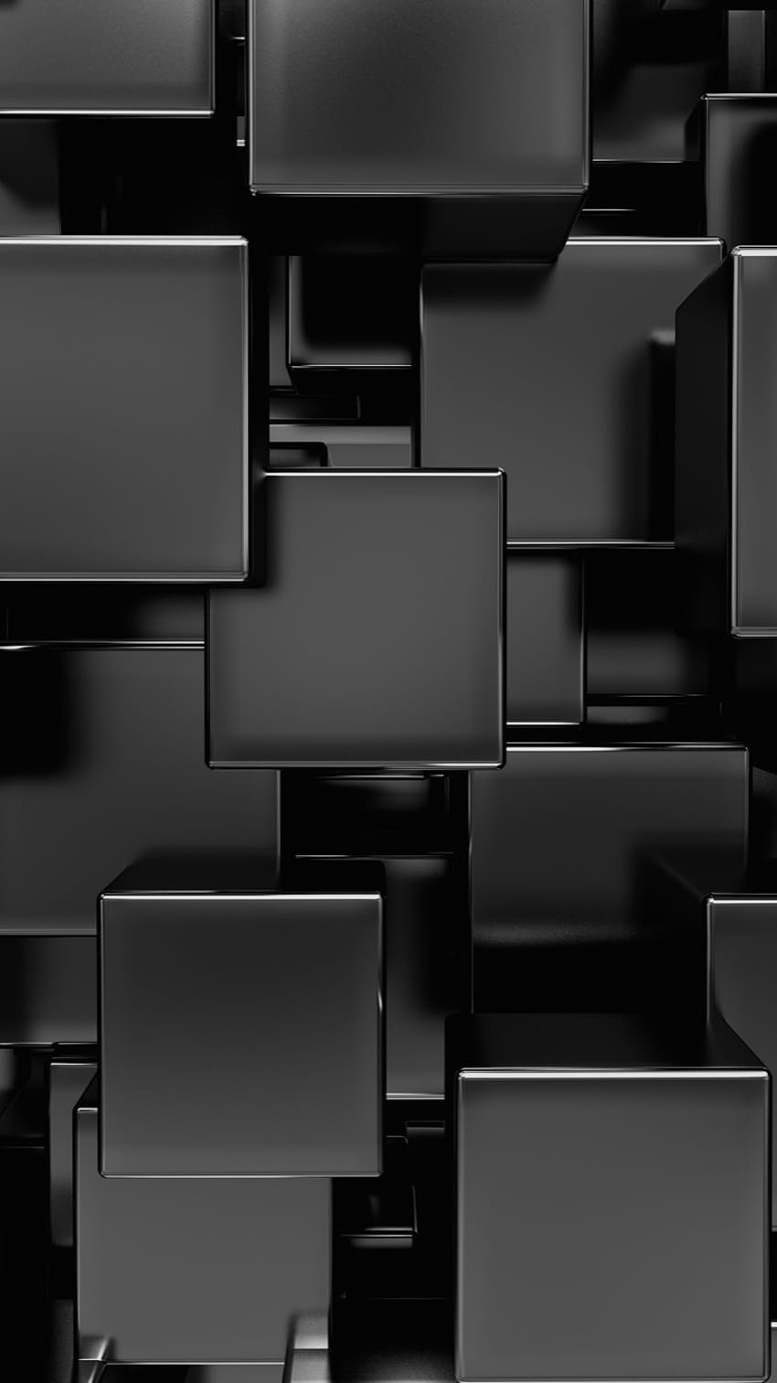 Shiny Black Squares Abstract HD phone wallpaper