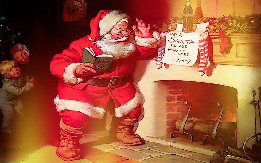 Santa Claus holding a book , Santa Claus, Christmas, santa carrying toys HD wallpaper