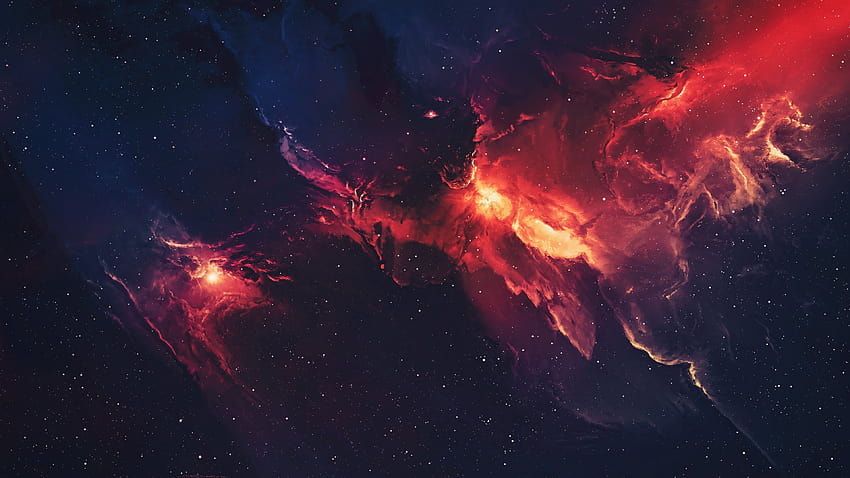 Nebulosa roja y azul, galaxia roja y azul fondo de pantalla