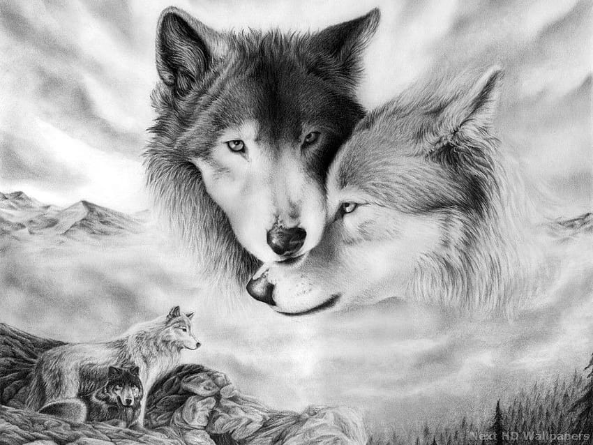Dotwork Three Wolves With Wings Tattoo Idea  BlackInk