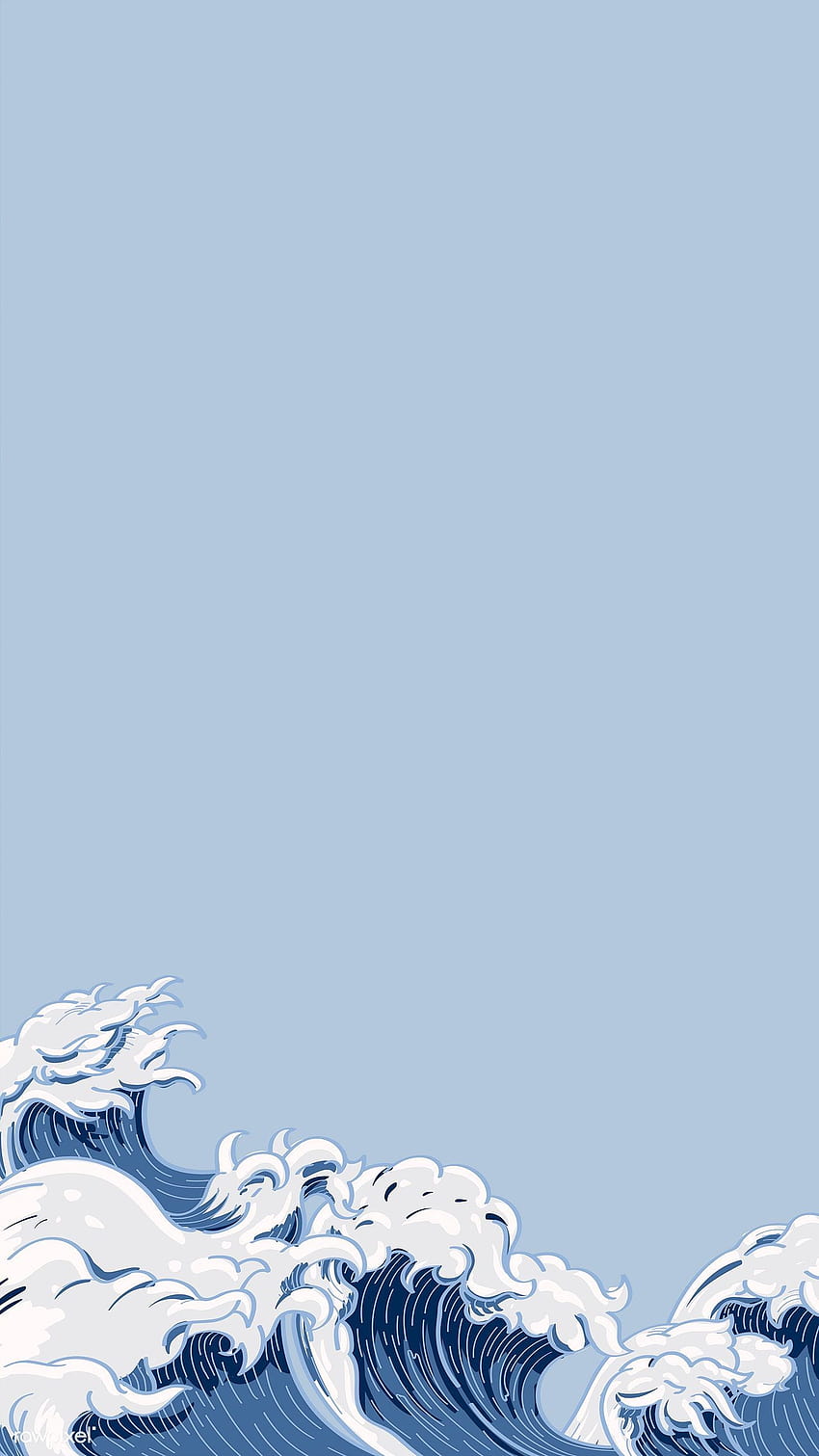 ilustración premium de s de ondas japonesas azules, ondas estéticas fondo de pantalla del teléfono